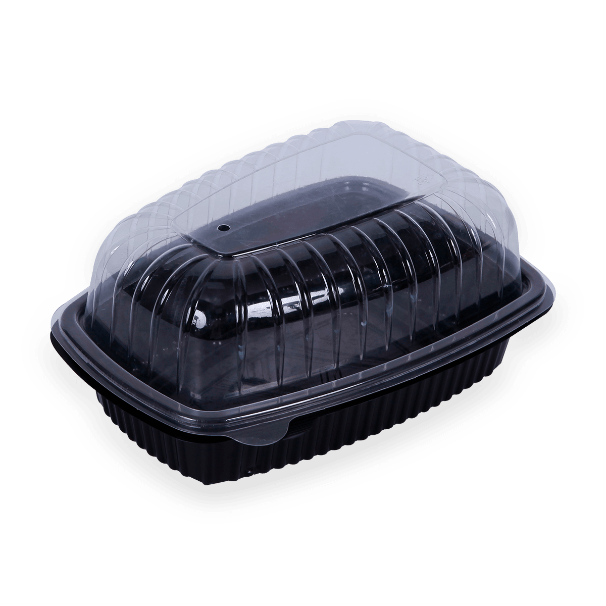 Envases de embalaje para llevar de asador de pollo de PP de plástico negro 