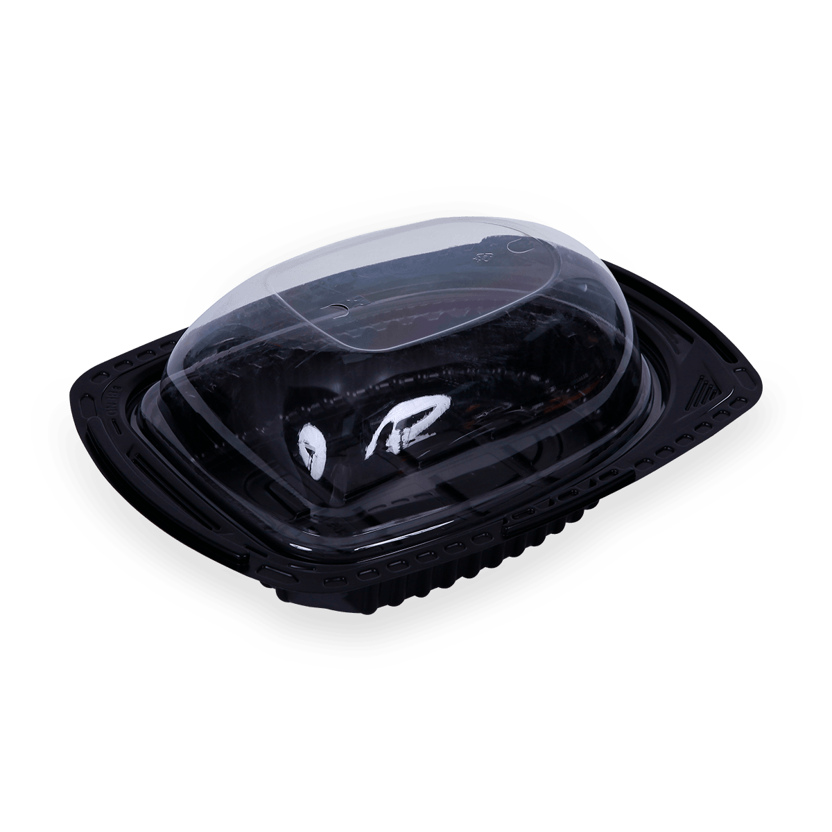 Envases de embalaje para llevar de asador de pollo de PP de plástico negro 