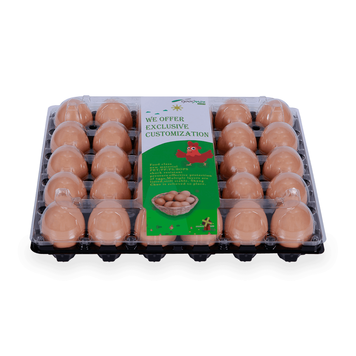 Cartón de huevos de 30 agujeros para granjas avícolas 