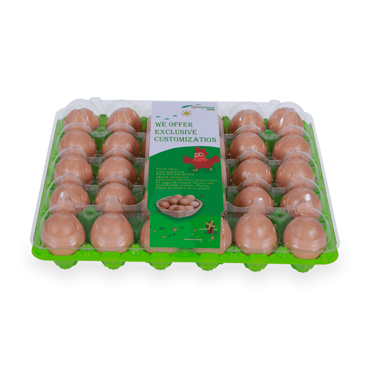 Cartón de huevos de 30 agujeros para granjas avícolas 