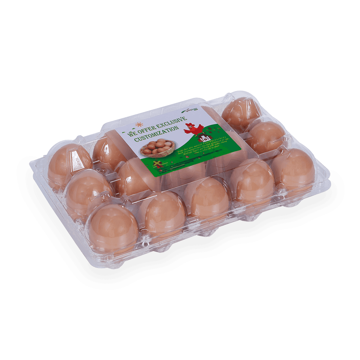 100% reciclable 6 12 18 20 24 25 celdas cartones de huevos de plástico etiquetados