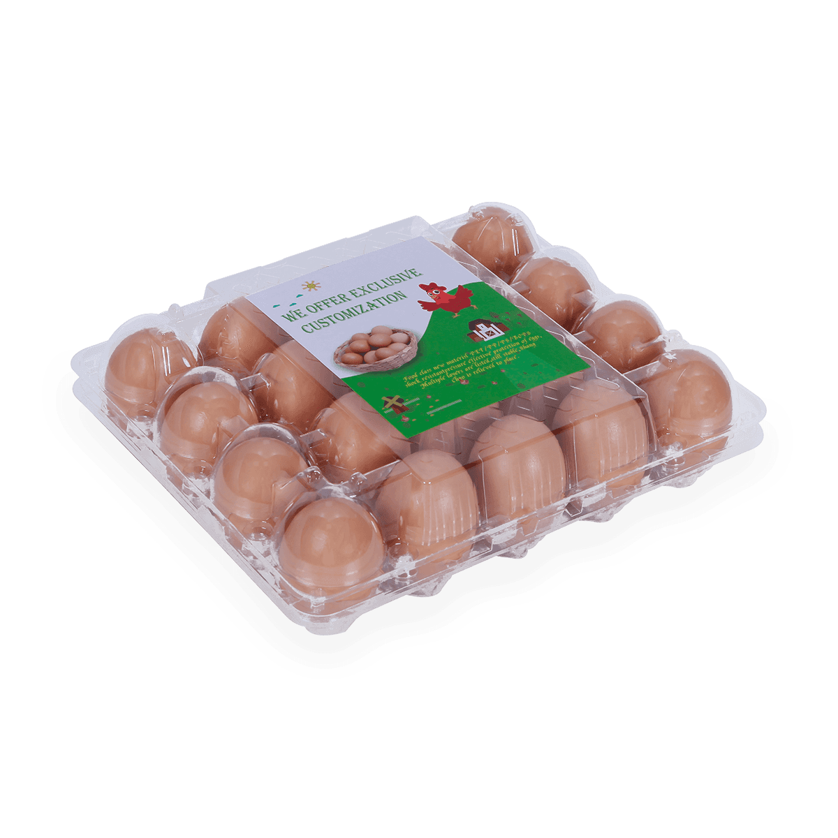 100% reciclable 6 12 18 20 24 25 celdas cartones de huevos de plástico etiquetados