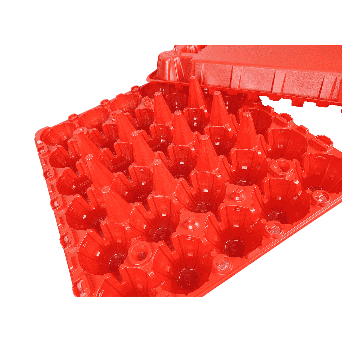 Cartones de huevos apilables de PET rojo mate 30 para refrigerador grande