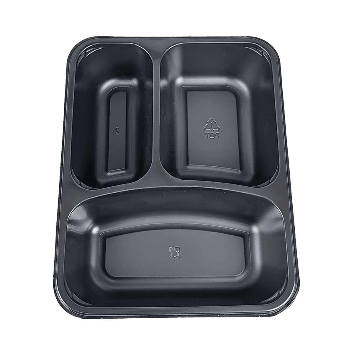 ZK-CPET-017 Reutilizable 3 compartimentos para envases de embalaje CPET negros para llevar